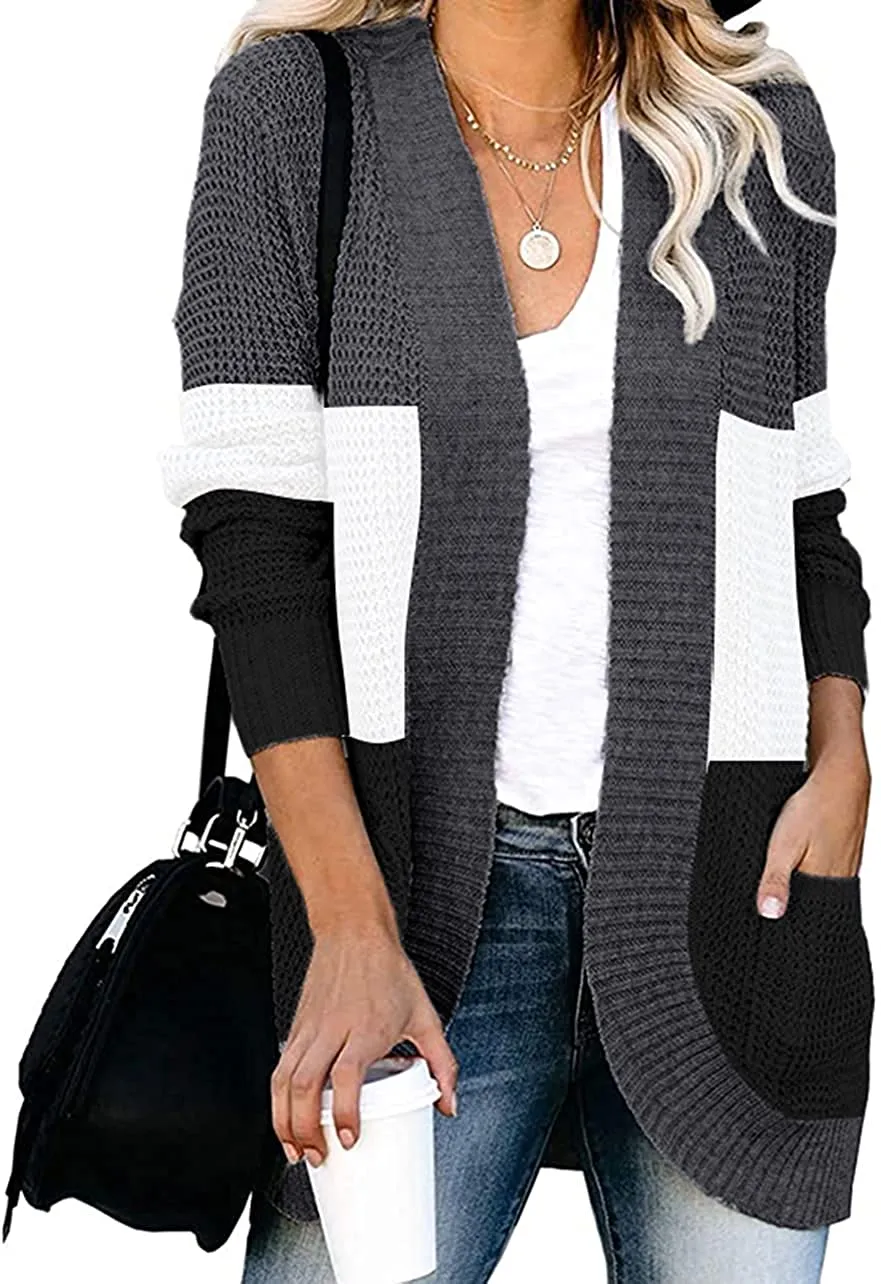 Women’s Open Front Casual Cardigan with Pockets