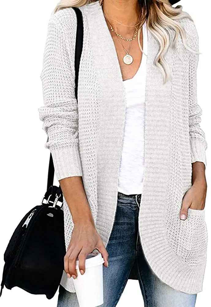 Women’s Open Front Casual Cardigan with Pockets