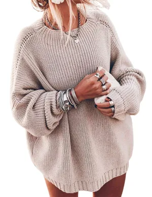Women's Oversized Chunky Knit Pullover Sweater