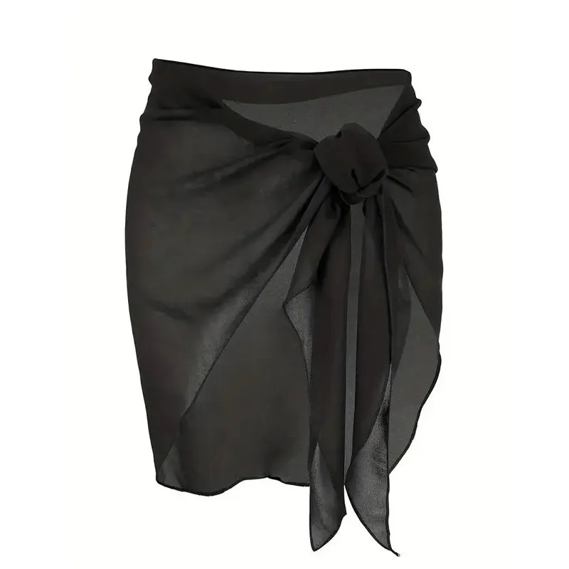 Women's Short Sarongs Swimsuit Coverups – Sheer Chiffon Bikini Wrap, Skirt, and Scarf for Beachwear