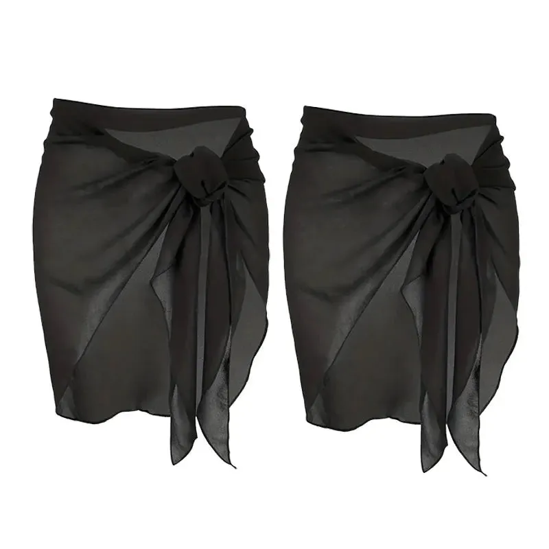 Women's Short Sarongs Swimsuit Coverups – Sheer Chiffon Bikini Wrap, Skirt, and Scarf for Beachwear