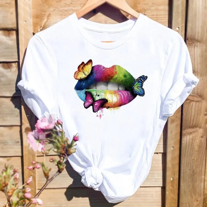 women's t-shirt short sleeve t-shirts printing simple style streetwear letter heart shape leopard