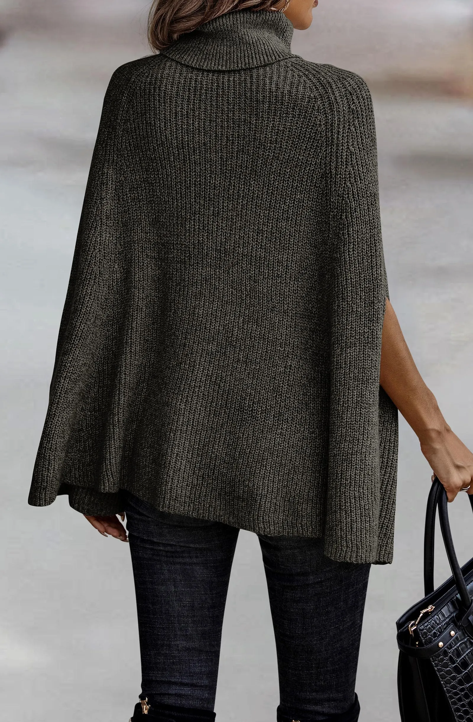 Women's Turtleneck Poncho-Style Sweater