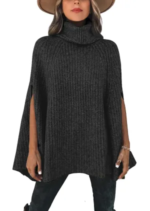 Women's Turtleneck Poncho-Style Sweater