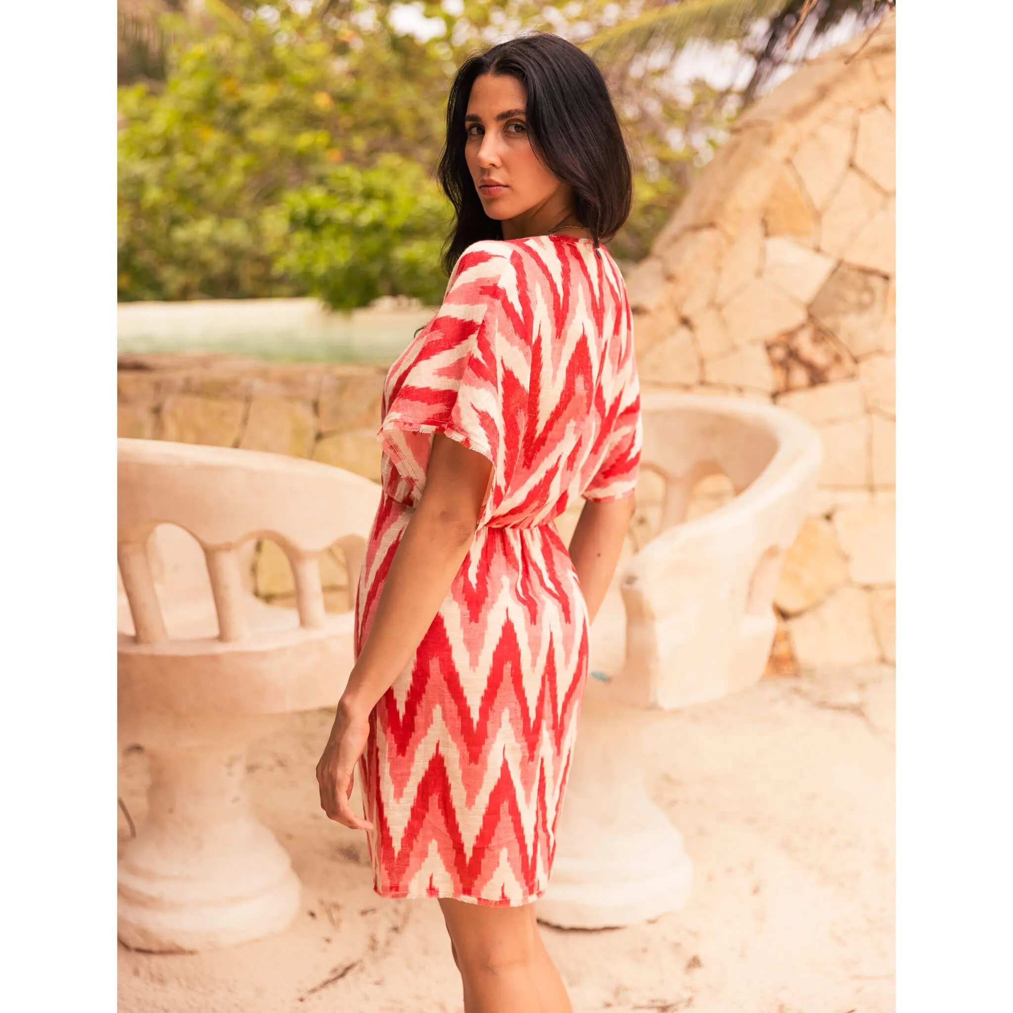 Z & L Europe Red Sun Mini Dress Cover Up - Red