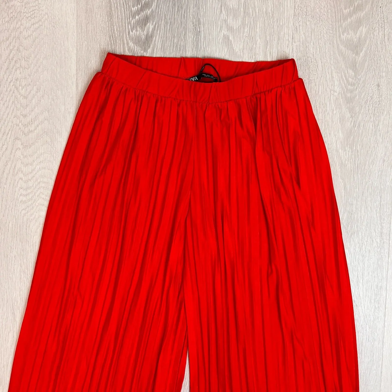 ZARA Womens Wide Leg Pleated Pants Culottes Size Large