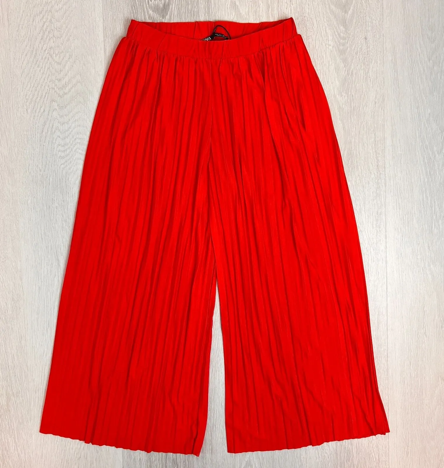 ZARA Womens Wide Leg Pleated Pants Culottes Size Large