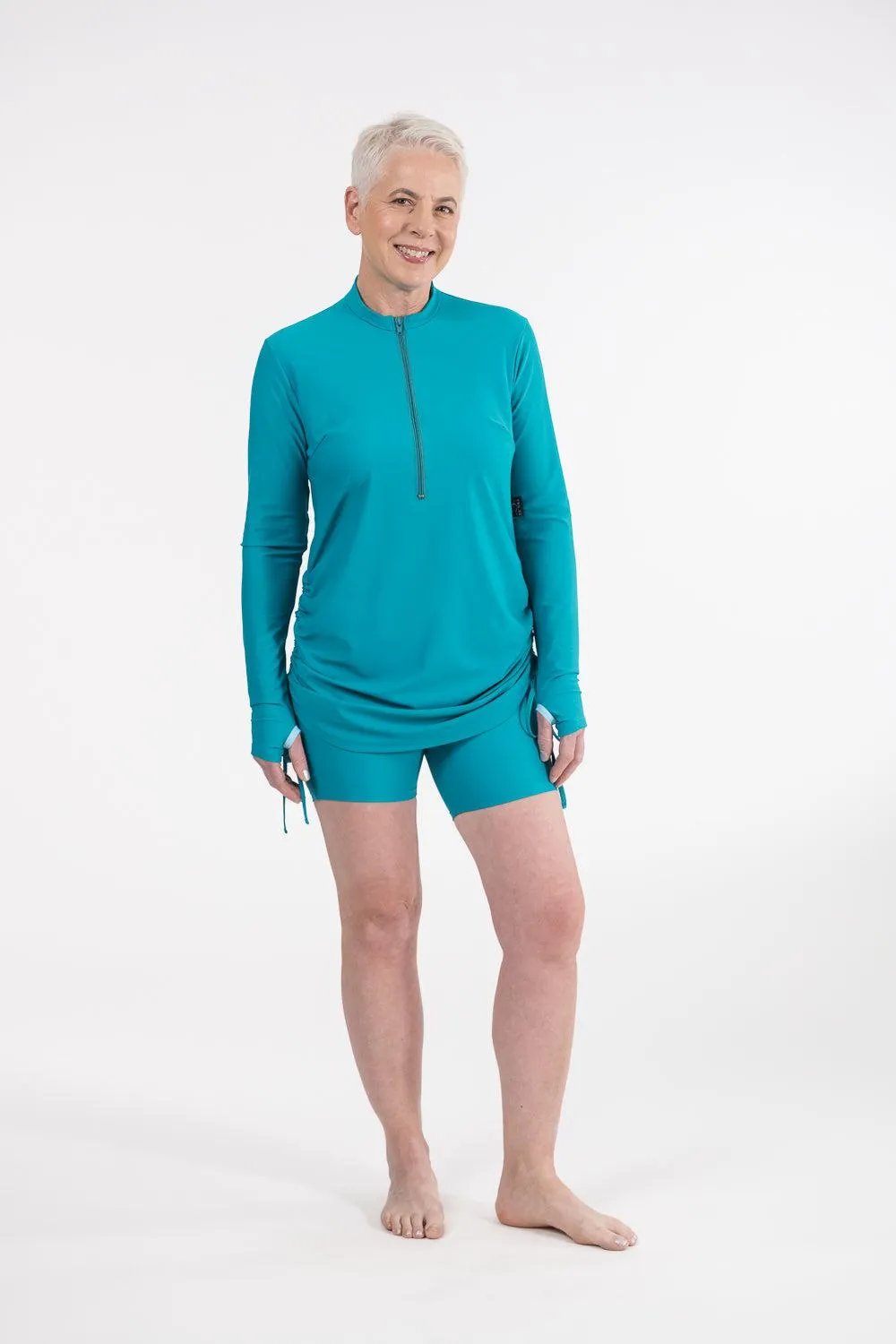 Zip Front Rashie Dress teal