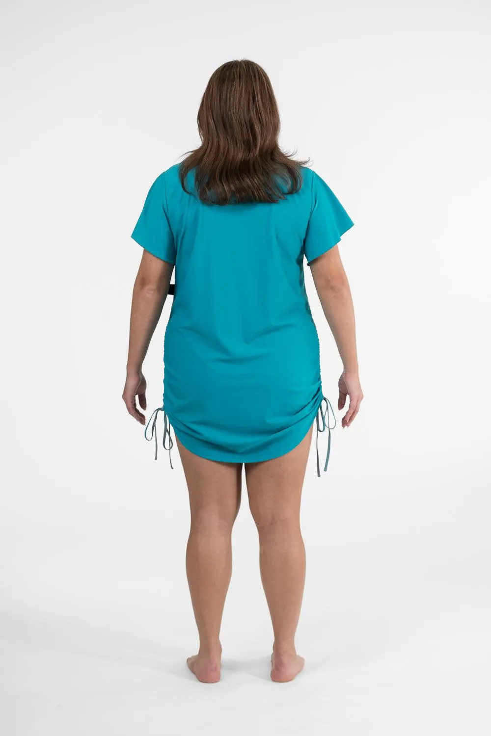 Zip Front Ruffle Rashie Dress teal