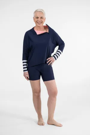 Zipper Rashie Top navy