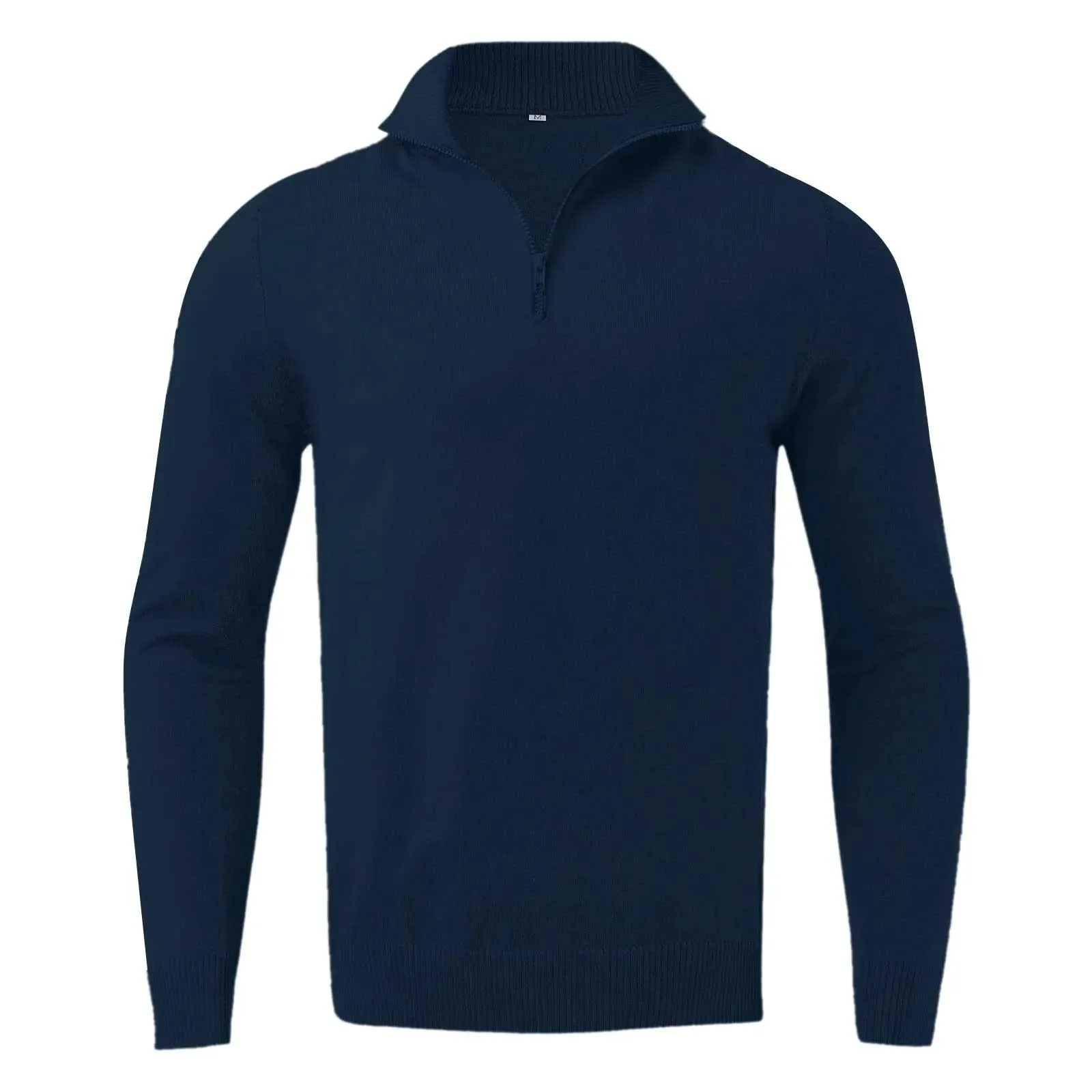 Zipper Turtleneck Men's Sweater Top Half Zip Casual Solid Color Bottom Knit Sweater Warm Long Sleeve Loose Pullover Sweater